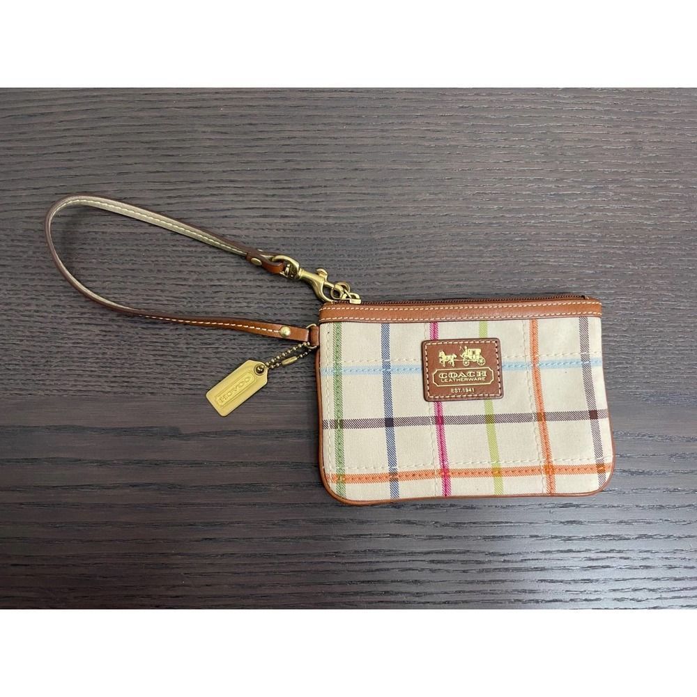 Coach plaid wristlet